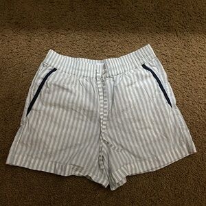 Obey Light Blue and White Striped Shorts